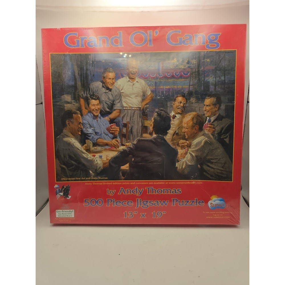 Andy Thomas True Blues 500 Piece Jigsaw Puzzle Presidents Playing Poker NEW